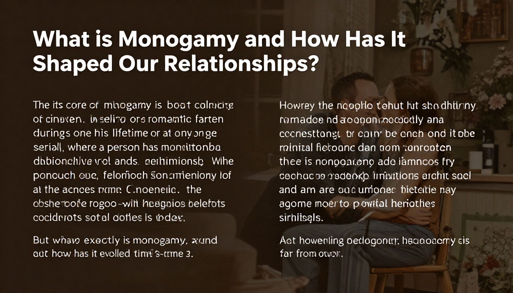 ¿Qué es la monogamia y cómo ha moldeado nuestras relaciones?*