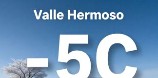 Valle Hermoso registra 5°C bajo cero y alertan por heladas extremas esta semana