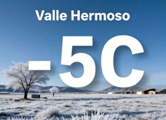 Valle Hermoso registra 5°C bajo cero y alertan por heladas extremas esta semana