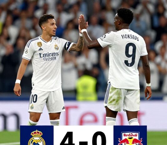 Real Madrid golea 4-0 al Salzburg con doblete de Rodrygo y Vinícius en Champions