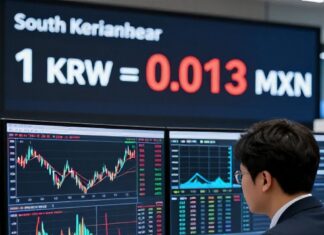 El won surcoreano cae a $0.013 MXN y toca su mínimo en seis meses