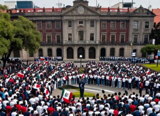 Miles de estudiantes rindieron juramento a la bandera en el Zócalo capitalino