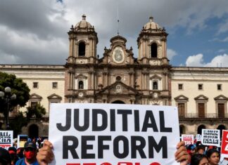 Protestas por reforma judicial paralizan el Zócalo de Oaxaca por tercer día consecutivo